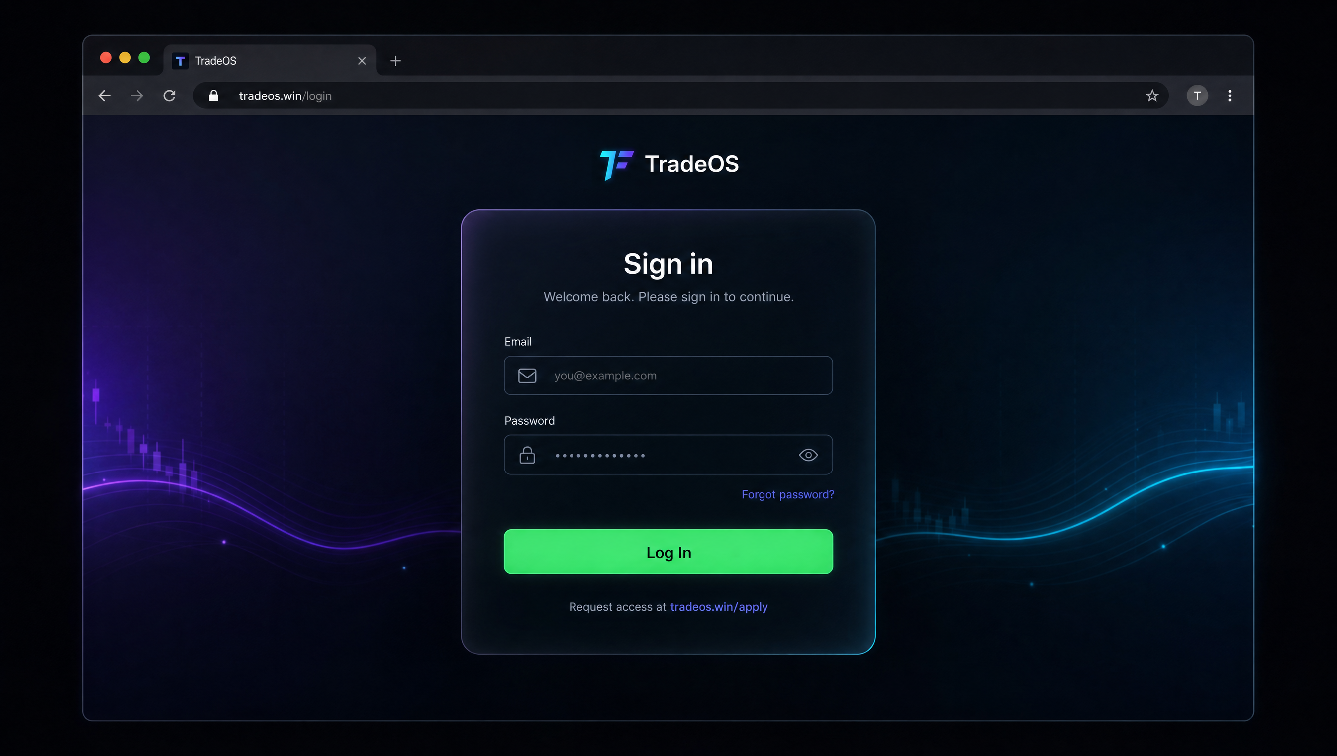 TradeOS login / access gate
